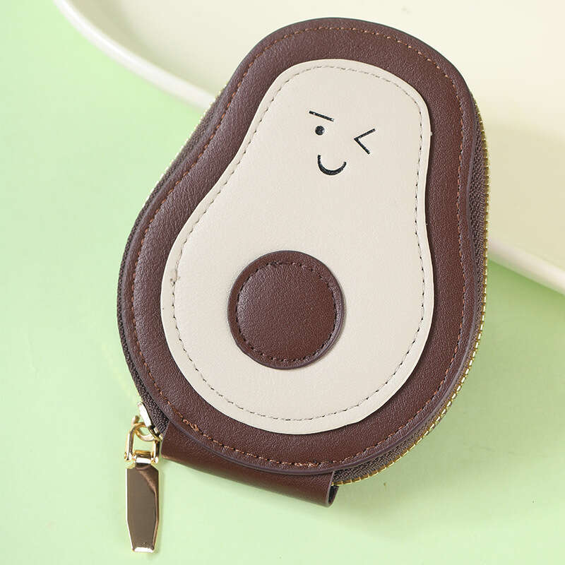 2024 Cute Avocado Accordion Card Holder Ins Multi-Card Slot Storage Zipper ID Bag Cartoon Coin Purse