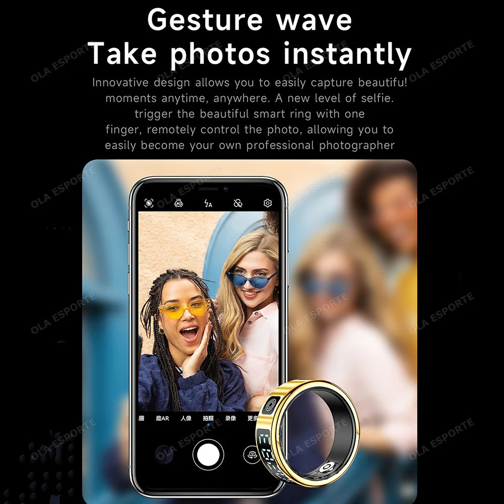 Display Screen Smart Ring For Ring Gesture Video/Brush Tiktok Health Monitor 5ATM Waterproof Smartring 250526