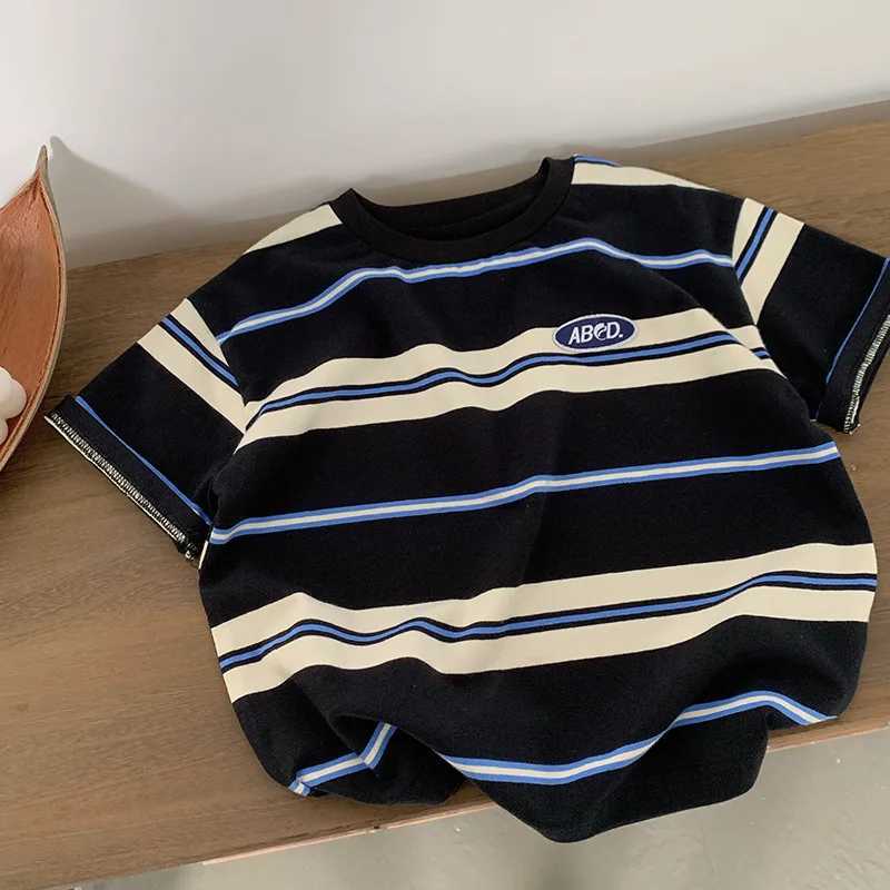 2-10 Years Childrens Striped T-shirts Boys Girls Kids Summer New Tees Cotton Loose T Shirt Casual Kids Tops Children Clothes T250603