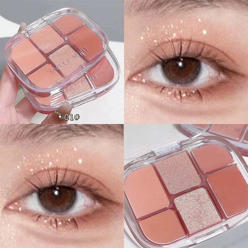Korean 6-color Eye Shadow Multi-function Powder Blusher Eyeliner Matte Pearl Light Brightening Makeup Comprehensive Plate