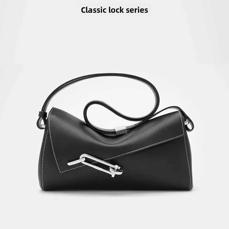 Tadfab Vintage Fashion Interlock Series Bag Lock Box High End Commuting Single Shoulder Slant Cross Underarm Bag Y250603
