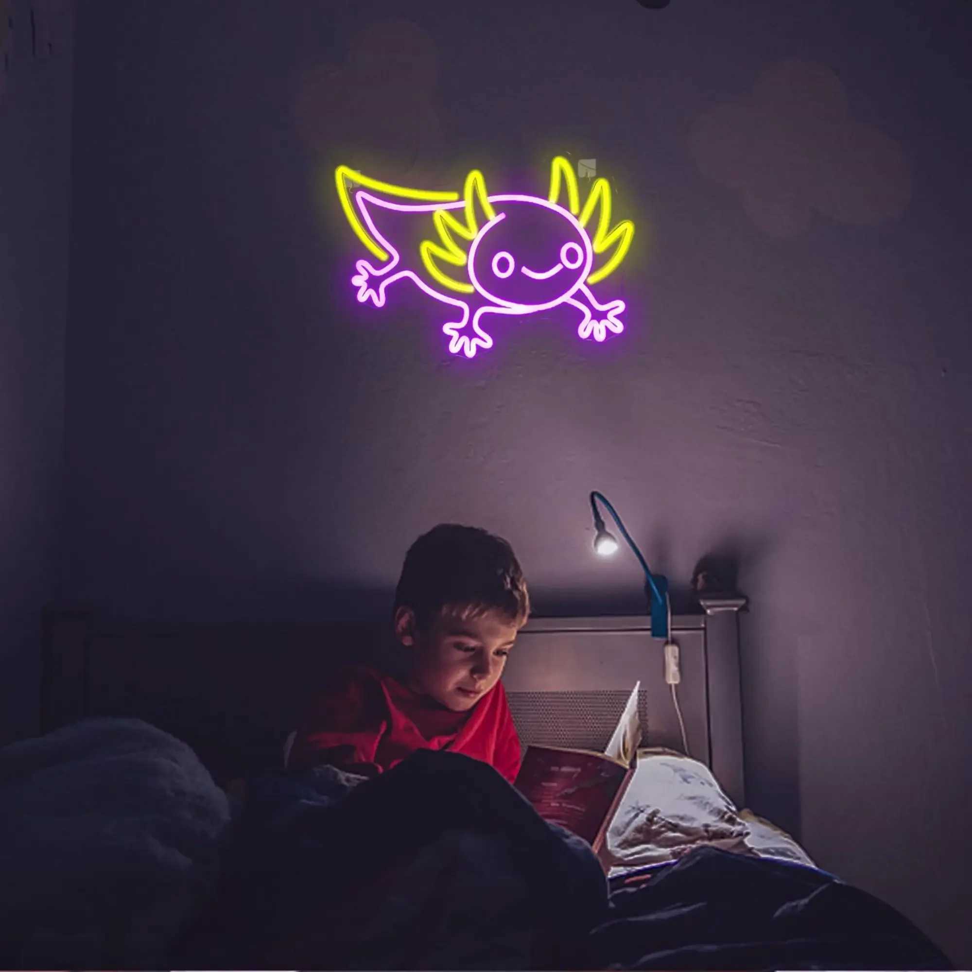 Axolotl Neon Sign USB LED Light for Wall Decor Adorable Ambiance in Bedroom Game Room Perfect Gift for Amphibian Enthusiasts XJ250602