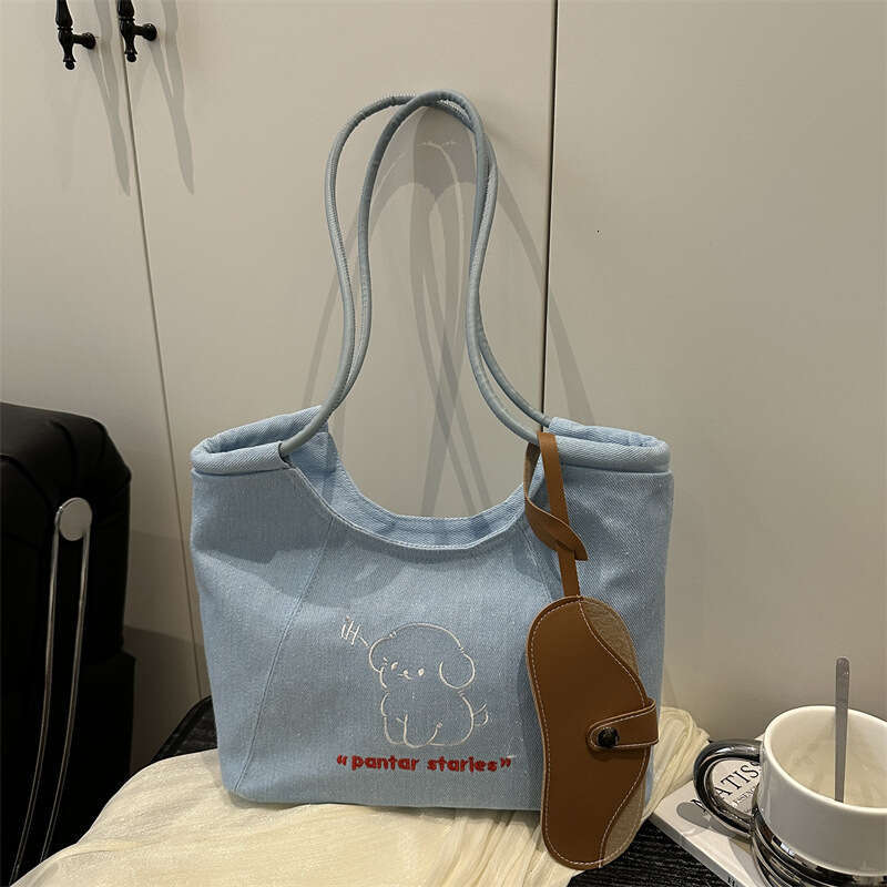 Korean Style Niche Puppy Large Capacity Tote 2025 Spring New Underarm Bag Casual Commuter Handbag Versatile