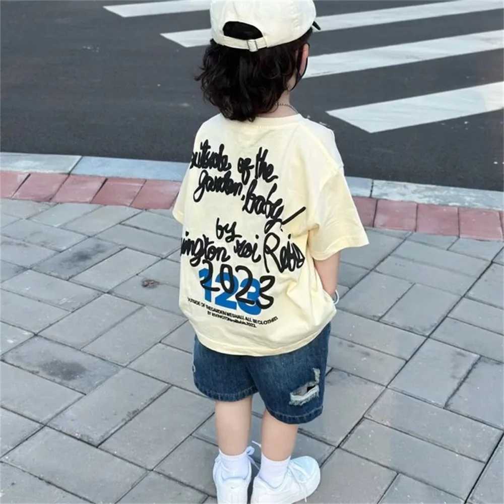 Pure cotton short-sleeved T-shirt for boys and girls in summer new style breathable and comfortable top for children T250603