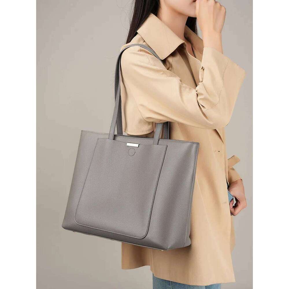 Korean Style Women Shoulder 100% Genuine Leather Large Capacity Tote Bag Commuter Design Women's Handbag Female Bag