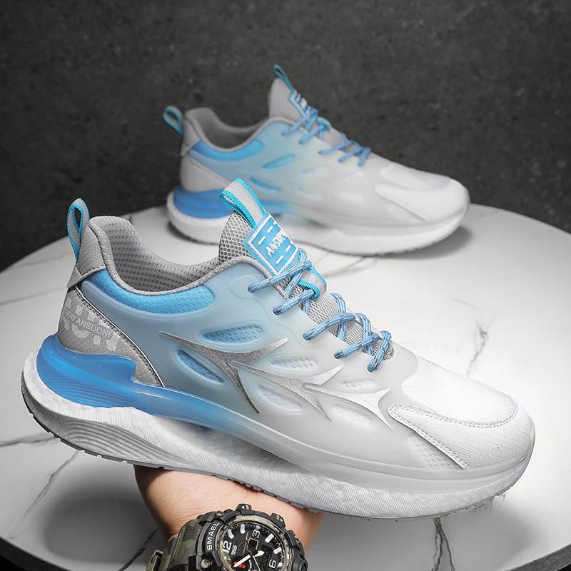 Spring Summer Couple Style Mesh Breathable Sports Casual Popcorn Ultra Light Casual Shoes Shock Absorption Running Shoes Ddmysaturn