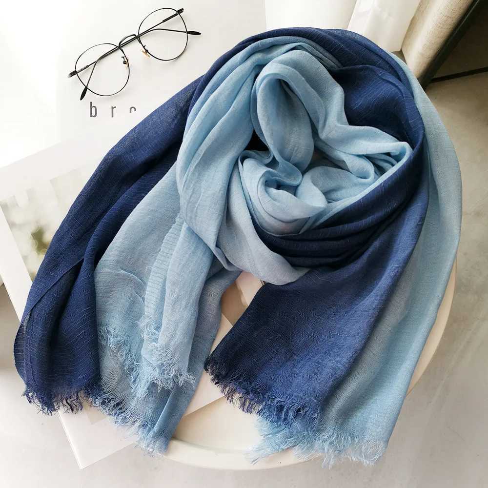1Pc 190X90Cm Women Fashion Thin Cotton Linen Scarf Summer Female Outdoor Color Matching Travel Simple Sun Protection Scarf Shawl W250602