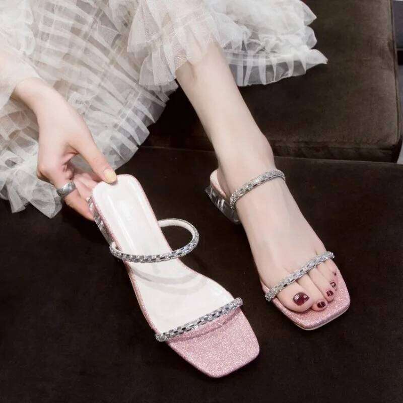 Fashion Summer Women Sandals Shoes Beach Ladies Clear Sandal Comfortable High Heels Woman Transparent Medium Heel New
