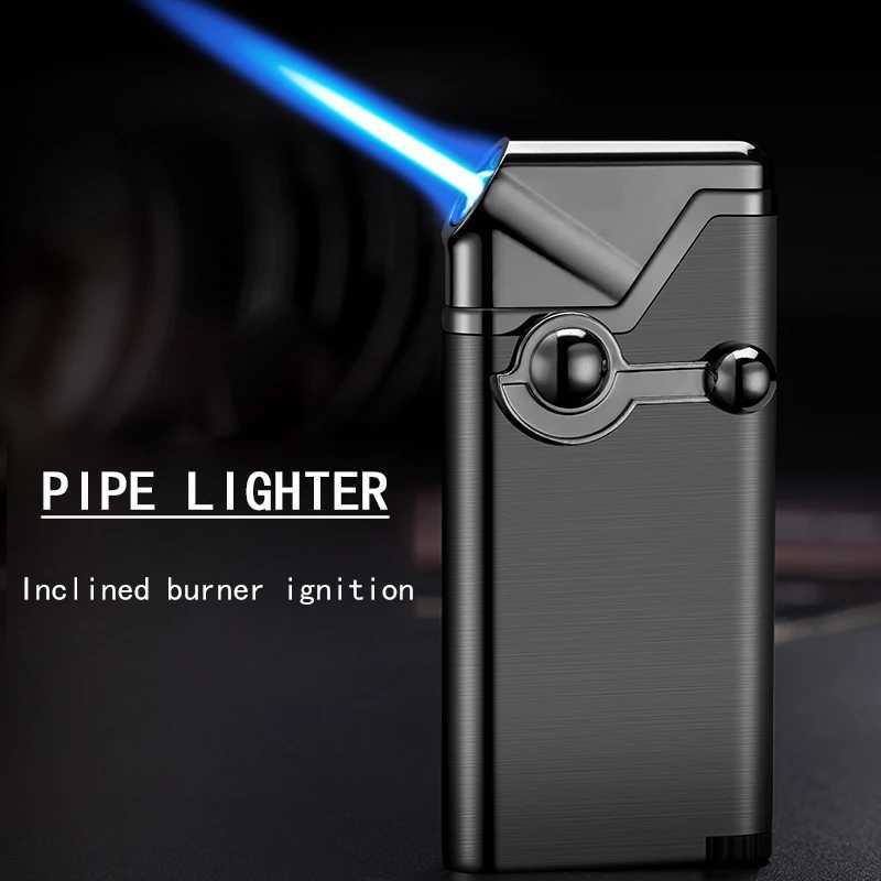 Creative Rocker Blue Flame Jet Torch Butane Gas Lighter Oblique Fire Pipe Special Smoking Accessories Gadgets For Men (No Gas))C250603