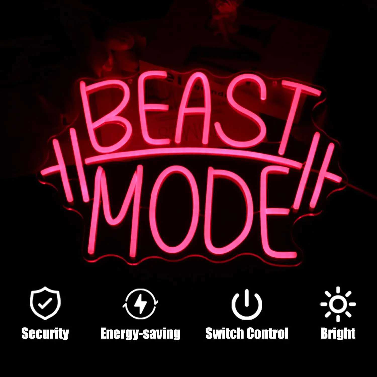 Beast Mode Neon Sign Bar Wine Glass LED Neon Light Sign USB Powered for Restaurant Gym Bar Shop Wall Birthday Party Decor XJ250602