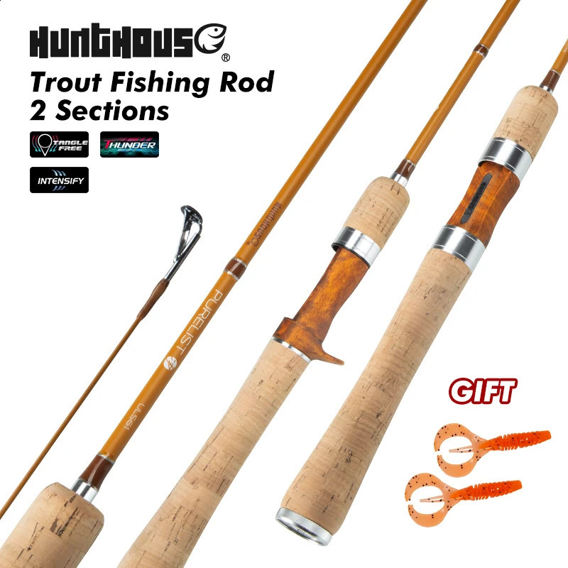 Hunthouse UL Trout Fishing Rod Spinning Casting Ultra Light Lure WT 0208g 086g 165m 175m 185m Carbon Fiber 07mm Top ULS 250530