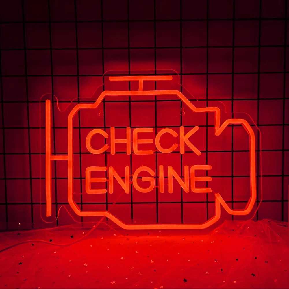 Check Engine Neon Sign LED Light Auto Room Garage Repair Shop Wall Decor Bar Party Club Luminous Atmosphere Lamp USB Power XJ250602