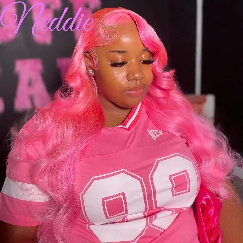 Pink Body Wave Colored HD Frontal Wig 13x6 13x4 Brazilian Transparent 30 38 Inch Human Hair For Women Lace Front Wigs