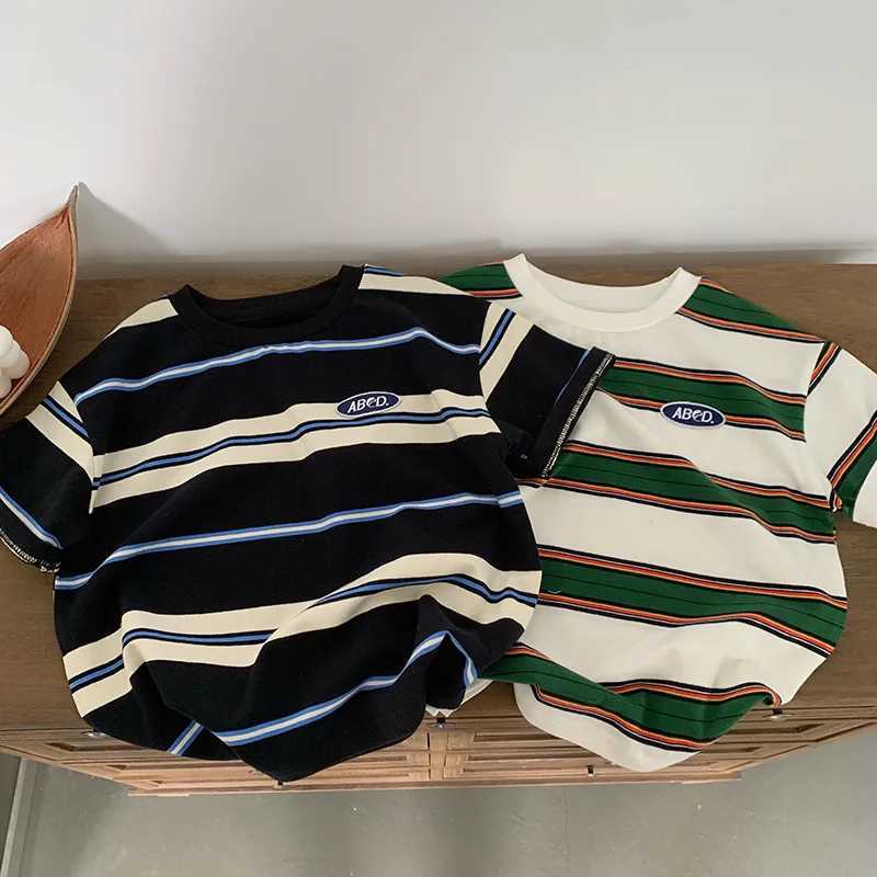 2-10 Years Childrens Striped T-shirts Boys Girls Kids Summer New Tees Cotton Loose T Shirt Casual Kids Tops Children Clothes T250603
