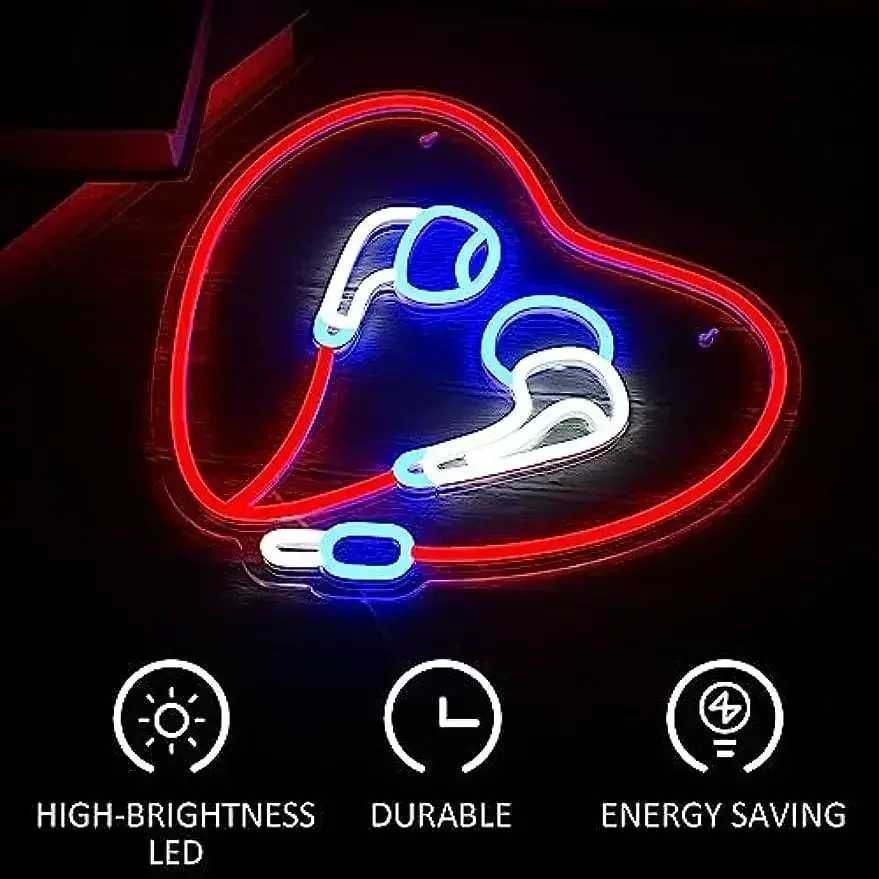 Heart Shaped Headphone Neon Sign LED Neon Light for Wall Decor USB Sign for Bedroom Home Christmas Party Decoration Teens Gift XJ250602
