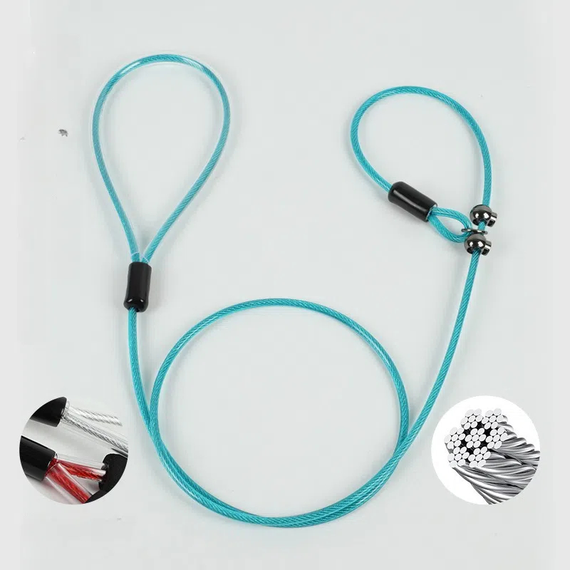 Durable Steel Wire Dog Slip Leash with Comfort Handle - No-Pull Training & Everyday Walking