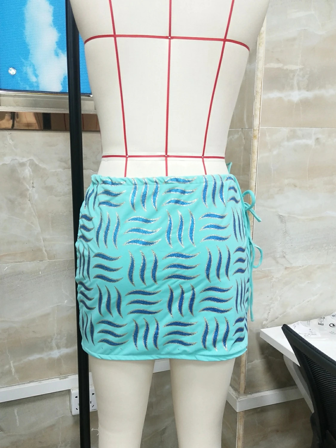 Gaono Womens Tie Side Mini Skirts Fashion Low Waist Sequin Graphic Slim Fit Skirts Short Club Skirts Y2K Party Clubwear 250603