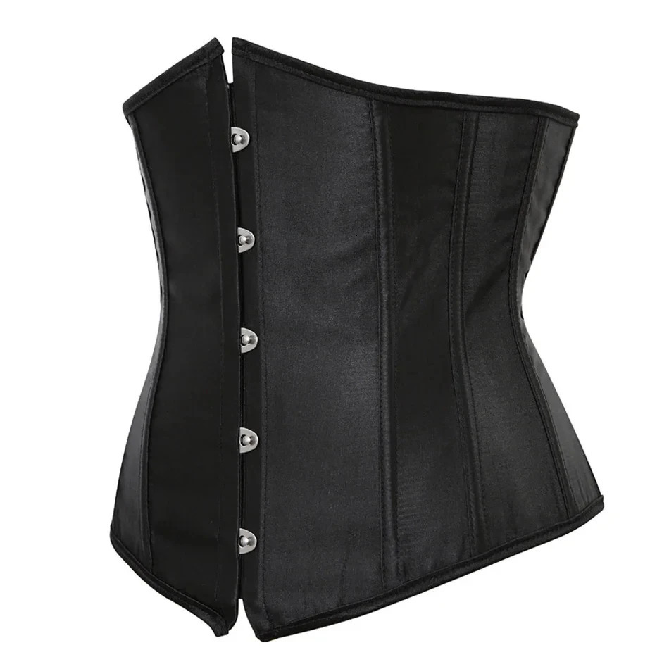Womens Satin Underbust Corset Bustier Sexy Underwear Waist Slimming Body Shaper Corset Top for Women Steampunk Lace-up Corset 250528
