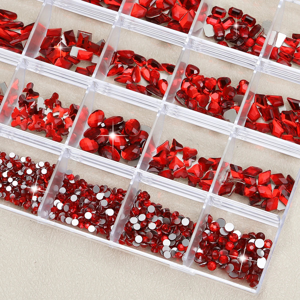1 box of 24 grid mixed style flat -bottomed rhinestone suits color rhinestone multi -style nail art Rhein stone set different s 250528