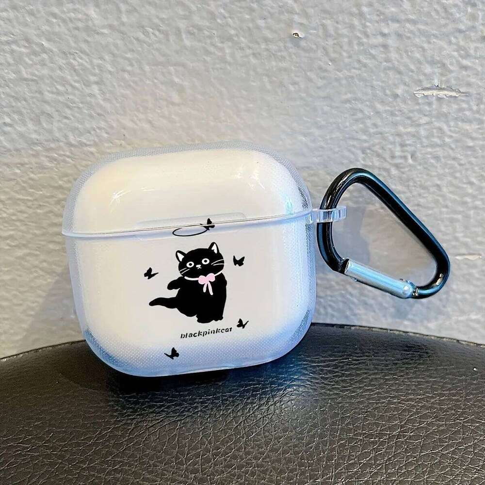 TPU Soft Clear 4/3 Artistic Black Cat Star Shape Case For Pro/Pro2 Earphone Protective Cover