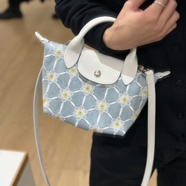 Top quality Brand High Quality New Style High-Quality New Floral Denim Mini Handbag Crossbody Bag Single Handle Dumpling Bag Box New Free Delivery Des