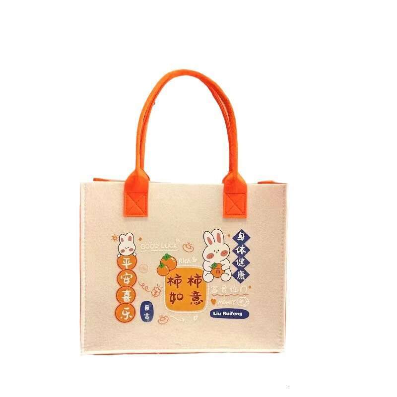 Year of the Dragon New Style Persimmon Felt Tote Bag Fashion Simple Versatile Advertising Wedding Gift Shopping Handbag