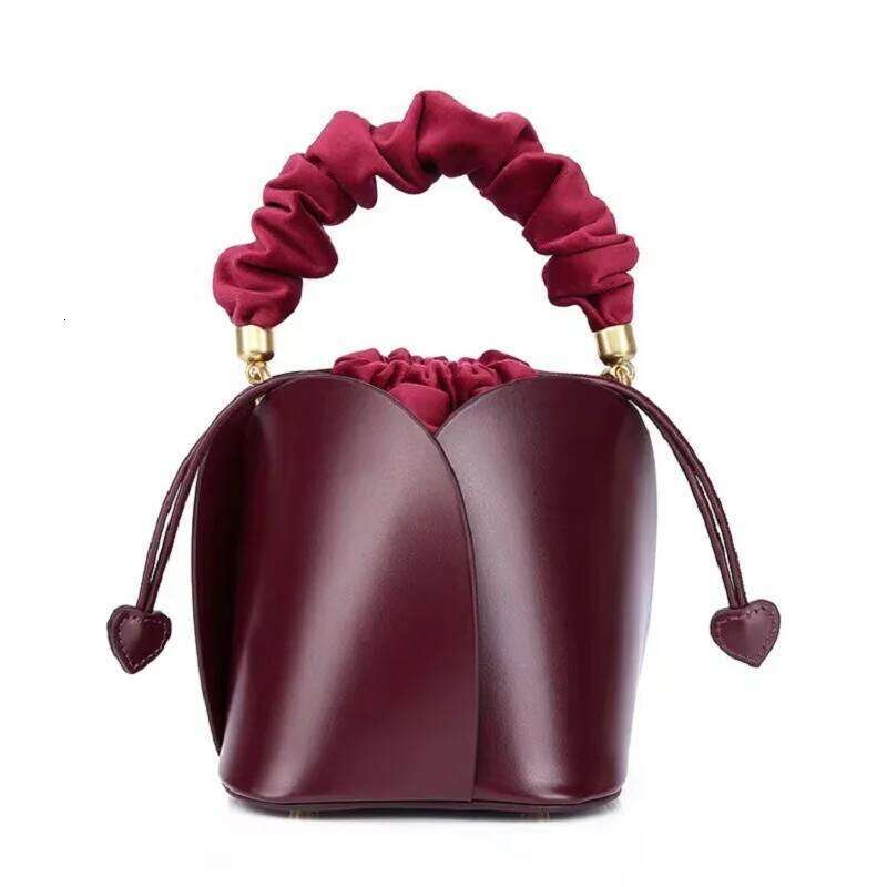 High Quality Genuine Leather Cowhide Floral Bucket Fashion Women Handbag Lady Purse Shoulder Messenger Female Casual Bag