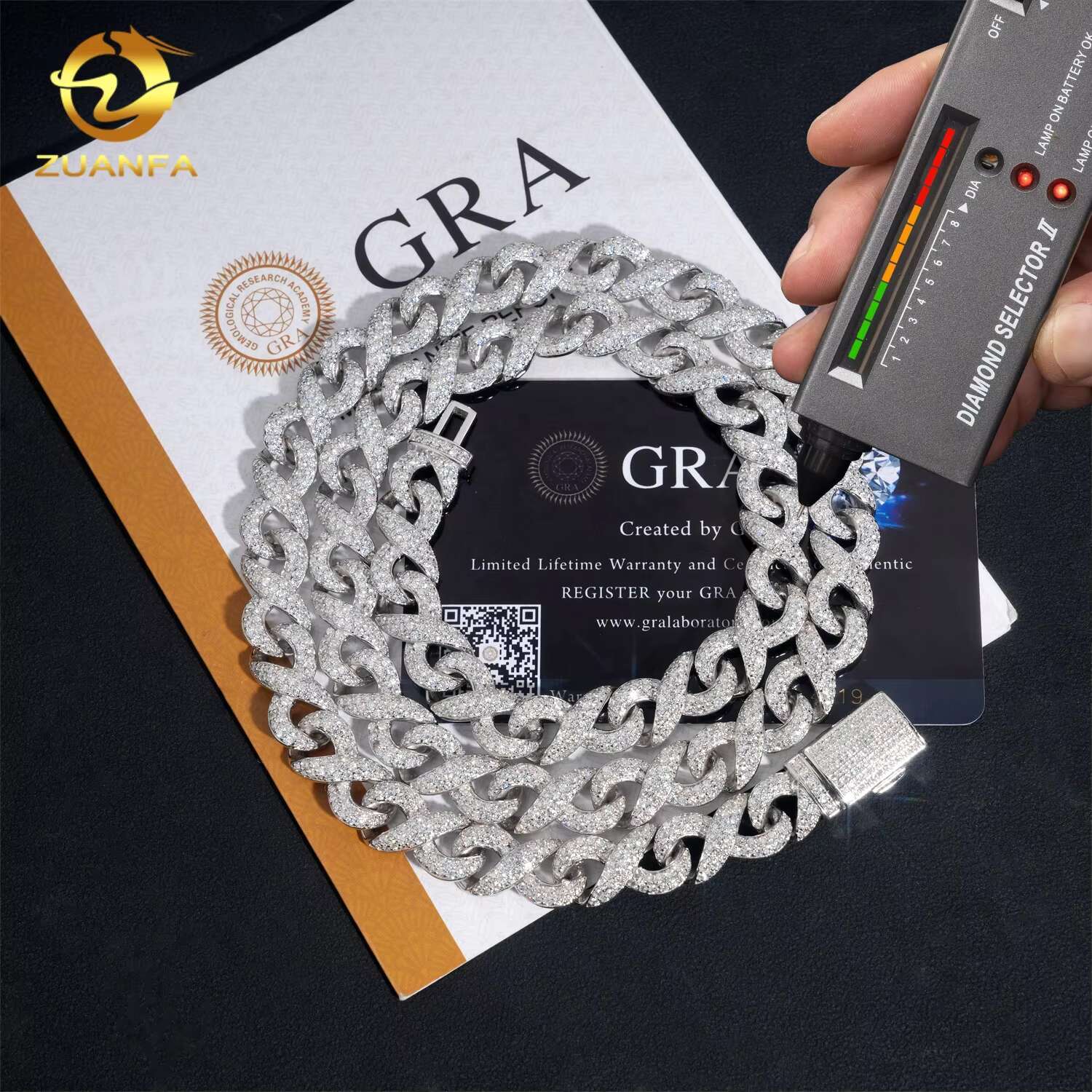 Moissanite Hip Hop Jewelry Trendy New Iced Out Cuban Chain 925 Silver Infinity Necklace