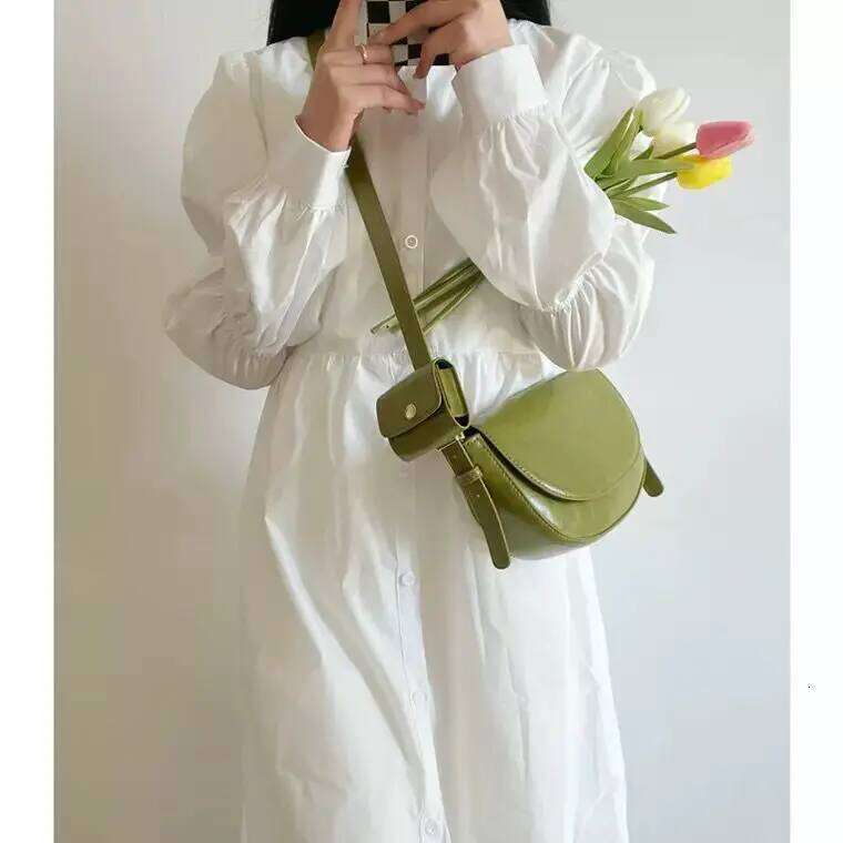 Women's Designer JIAERDI Vintage Green Shoulder Women High Street Leather Casual Saddle Bag Handbag Female Retro Solid Crossbody Bags Ladies