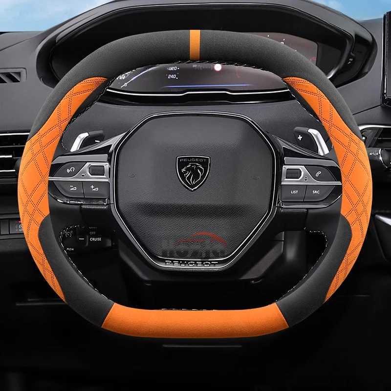 Suede Leather Car Steering Wheel Cover for Peugeot E-3008 3008 E-2008 2008 E-308 GT 2021 2022 2023 2024 2025 Auto Accessories R250603