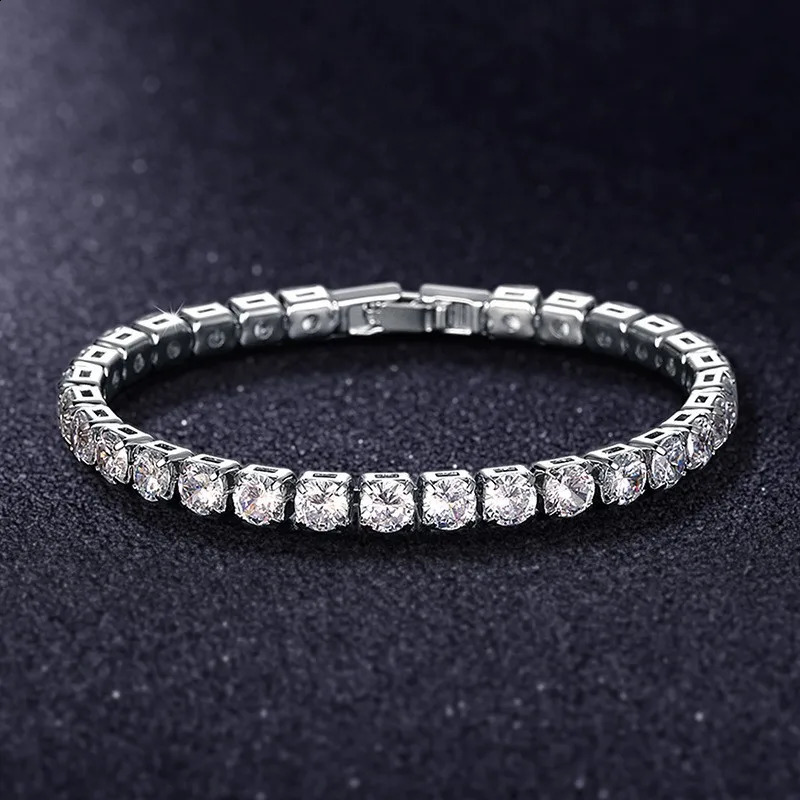 Hiphop Iced Out 4mm Cubic Zirconia Crystal Tennis Bracelets For Women Men Gold Color Silver Color Bracelet Chain Jewelry 250528