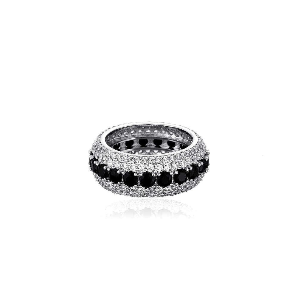 Micro Paved Five Rows Full Zircon Trendy Hip Hop Men's Ring