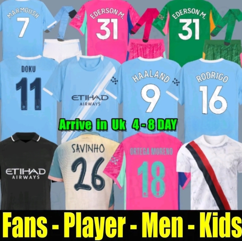 Man City 25 26 HAALAND soccer jerseys FODEN MARMOUSH DOKU MARMOUSH McATEE KOVACIC GVARDIOL DE BRUYNE MATHEUS N. football shirt men kids kits goalkeeper pink