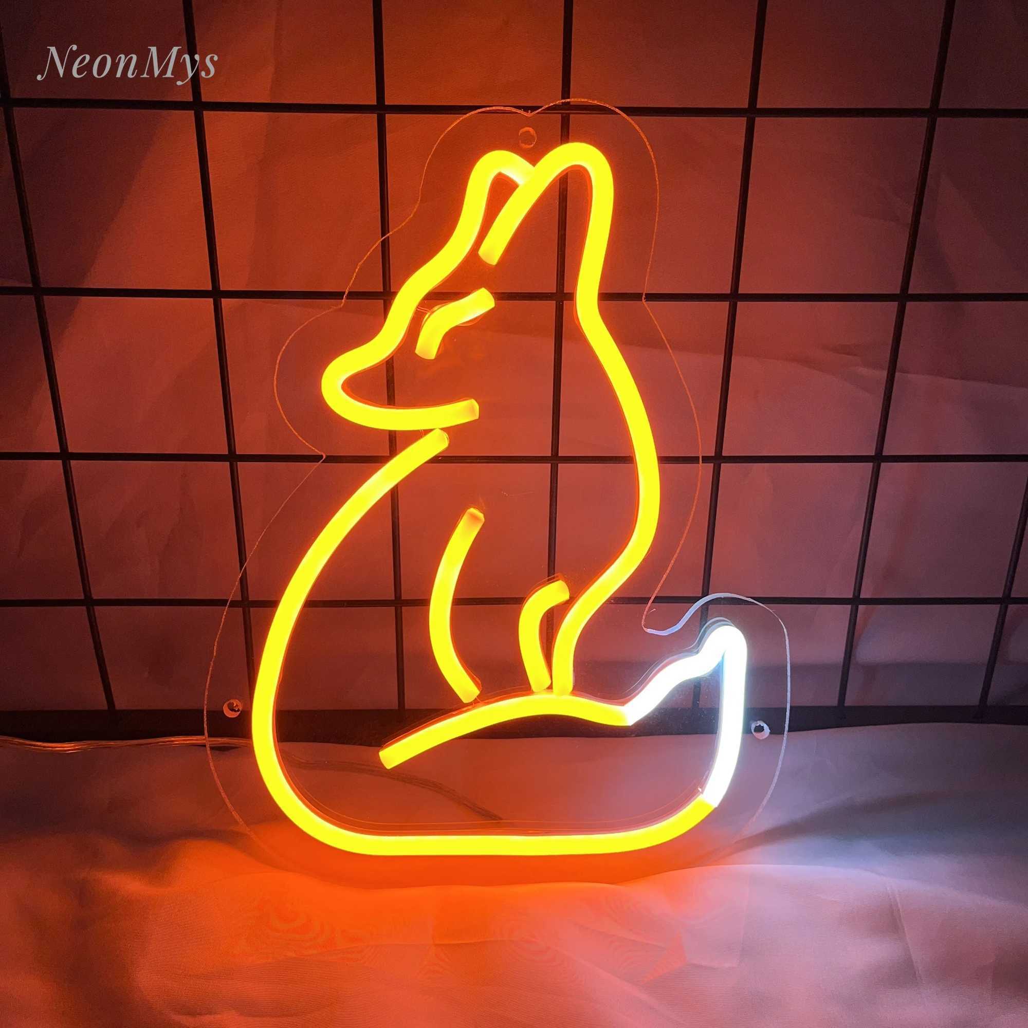 Fox Neon Signs Bar Club Gaming Room Art Wall Decoration Bedroom Christmas Party Decor for Teen Lamp Night Light Animal LED Lamps XJ250602