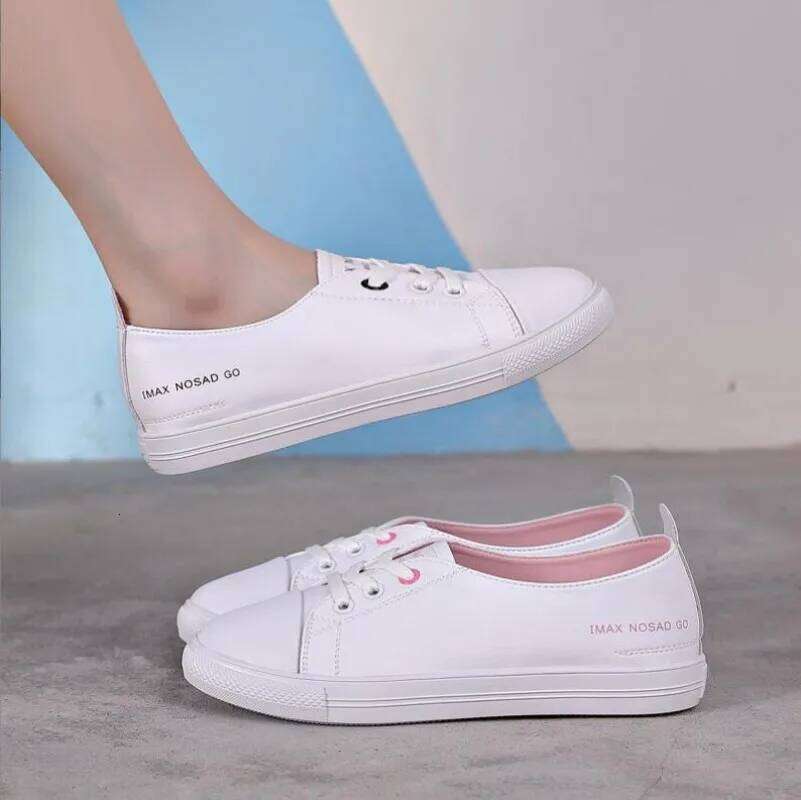 2023 New Genuine Leather Casual Sneakers For Women Plus Size Spring Summer Skate Ladies Vulcanized Shoes Little White