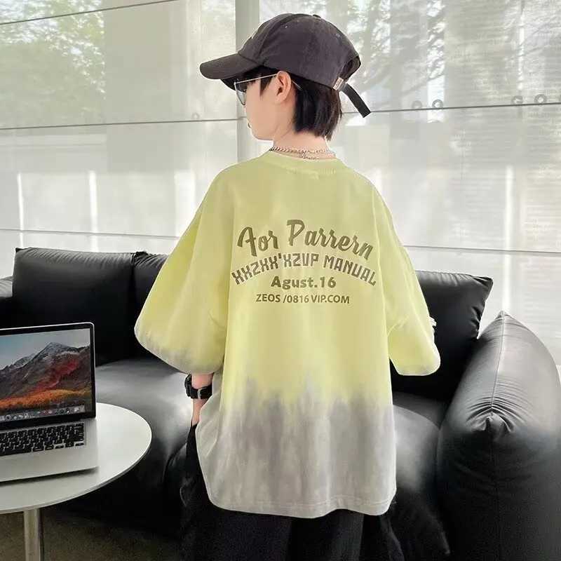 Summer Kids Clothes Fashion Streetwear Boys Girls Personality Tie-dye T Shirt Tops Children Gradient Short Sleeve O-Neck Tees T250603