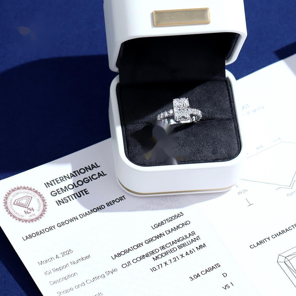 Custom 14K 18K Gold 2CT 3CT 5CT Radiant Cut D VS1 VVS1 IGI Certified Lab Grown Diamond Engagement Wedding Ring for Women