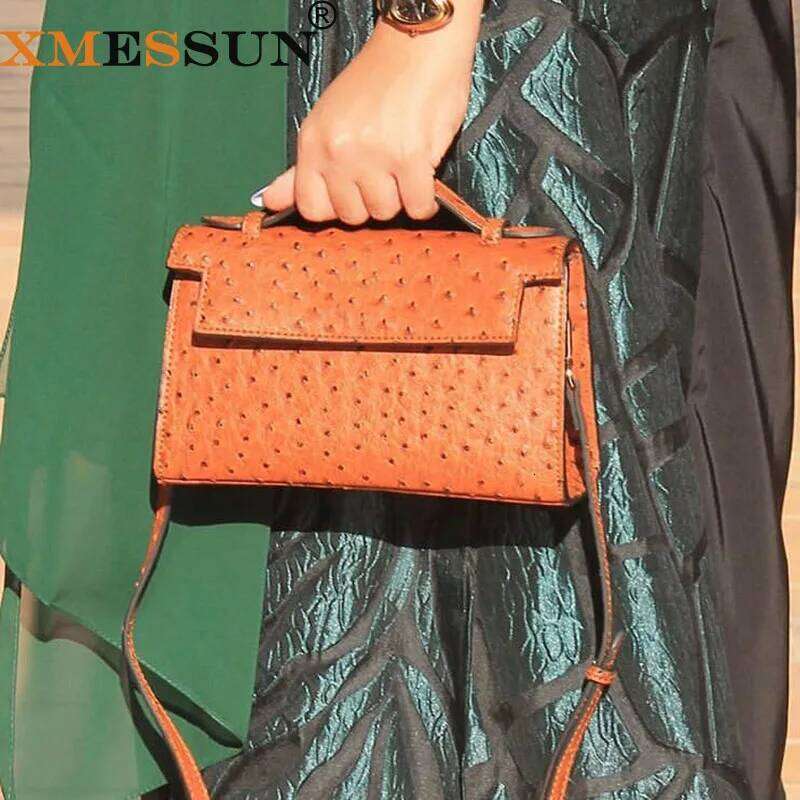 Brand Designer Ostrich Pattern Crossbody Bags For Women 2025 Simple Totes Shoulder Bag Lady Handbags And Purses