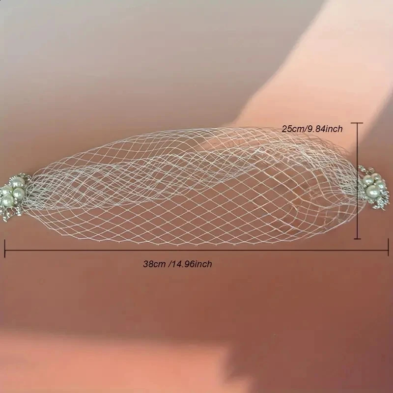 Vintage Bridal Birdcage Veil Faux Pearl Beaded Mesh Veil for Wedding Bridal Blusher Veil for Marriage 250530