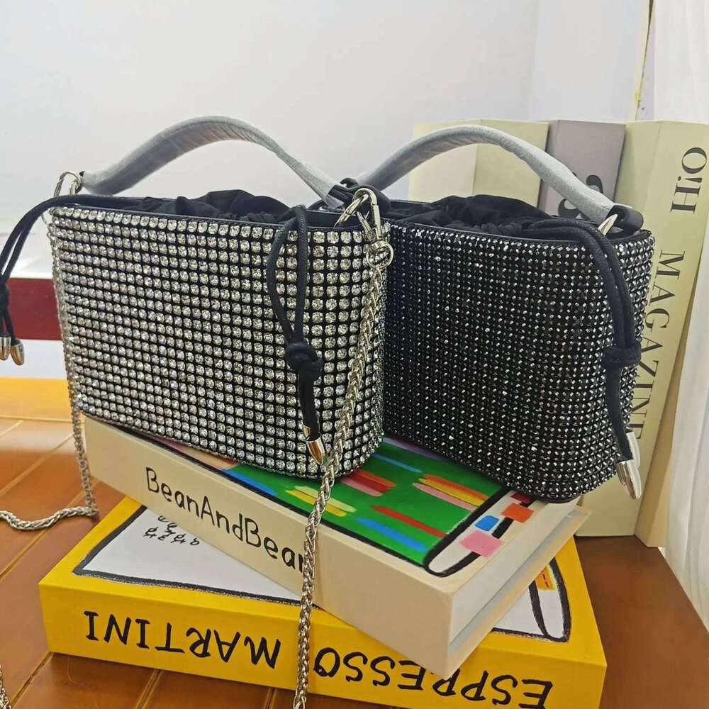 2024 New King Dia Handbag Bucket Strap Women's Full Drill Chain Shoulder Crossbody Bag Cross-border Large Capacity Motorcycl