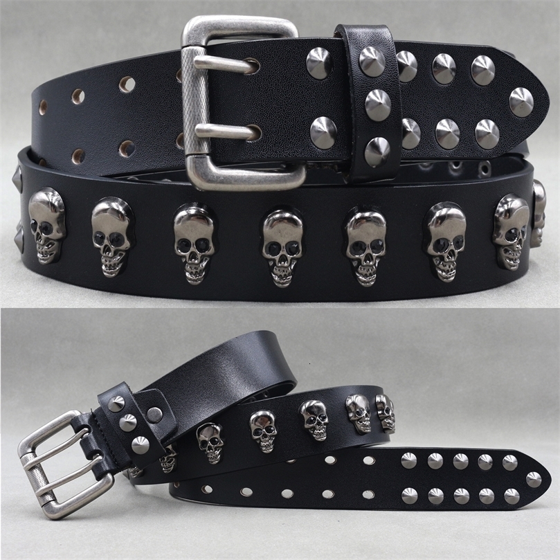 er Belt Men Rivet Real Leather Pin Belt Male Black Rock Genuine Leather Cowhide Punk Belt Jeans 250603