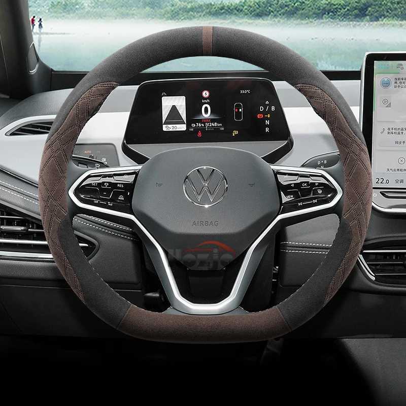 Suede Car Steering Wheel Cover for Volkswagen ID.BUZZ ID.7 Pro GTX Tavendor 2023 2024 2025 Auto Accessories R250603