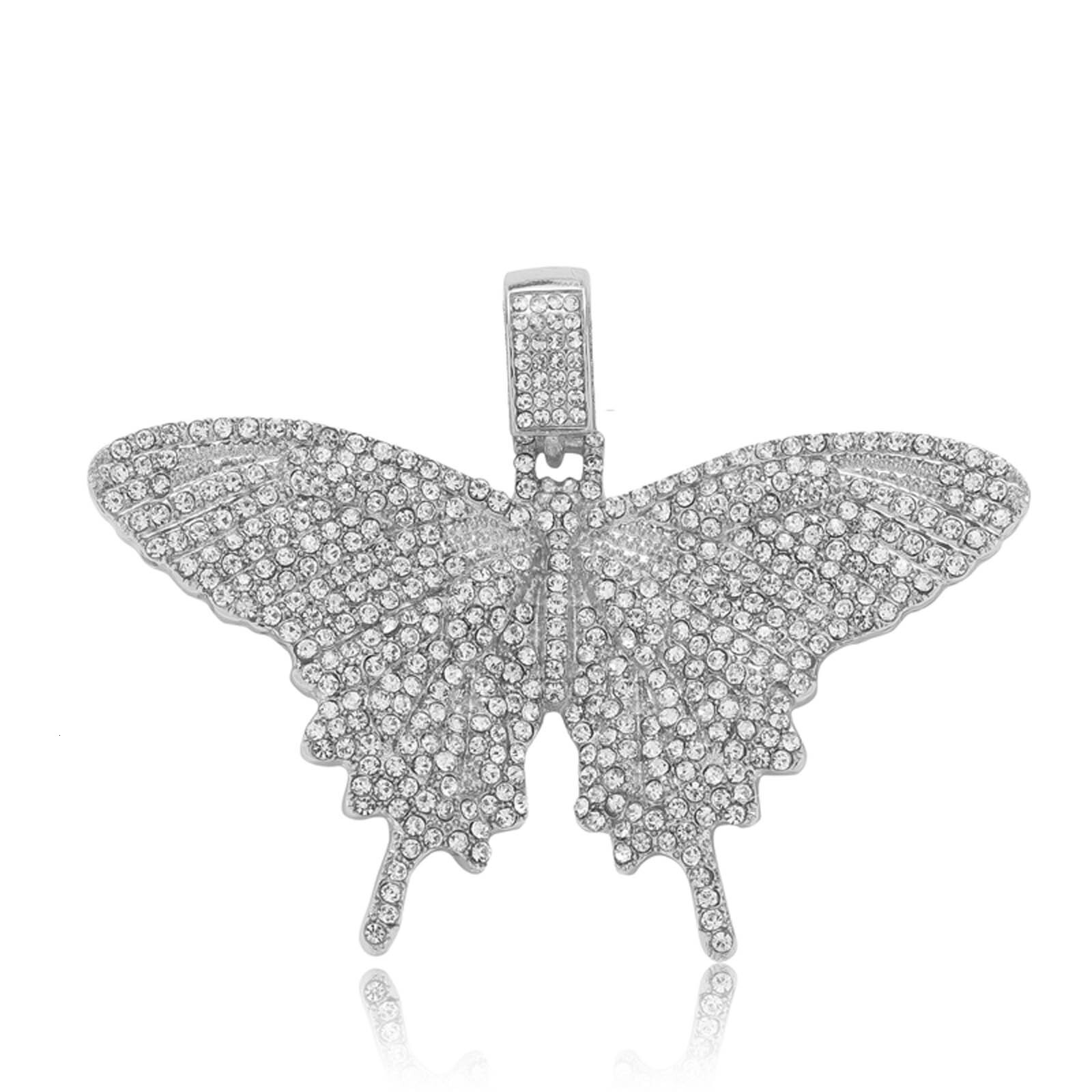 Ins Style Hip-Hop Moissanite Butterfly Pendant Full Diamond Mens Personality Ins Style Accessories Moissanite pendant
