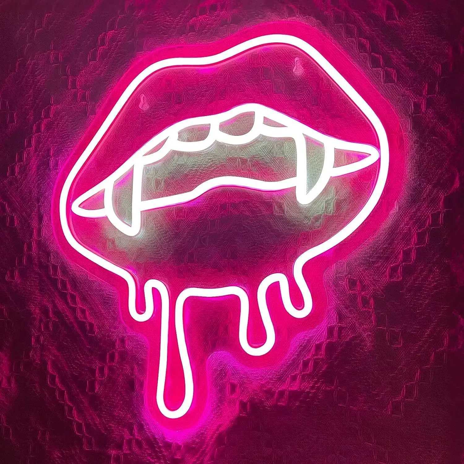Vampires Lips Neon Light for Wall Decor for Party Aesthetics Decoration Creative Neon Sign for Unique Gift Bedroom Bar Room Art XJ250602