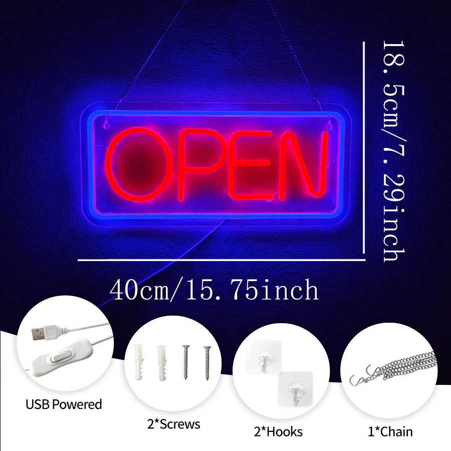 Open Neon Sign Large Business Lamp Powered By USB Used For Decoration At The Entrance Of Coffee Shop Bar Restaurant And Salon. XJ250602