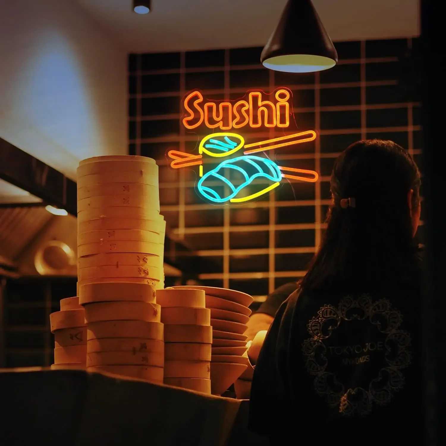 Sushi Neon Sign LED Sushi Light Sign Wall Decoration USB Powered Bright Neon Sushi Sign Shops Sushi Restaurant Kitchen Party XJ250602