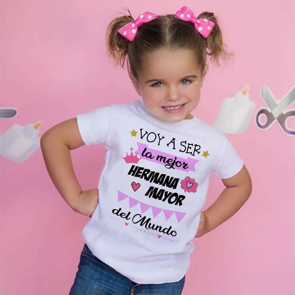 Im Going To Be The Best Big Sister in The World Printed Shirts Girls Short Sleeve T-shirt Big Sister Clothes Spanish Print Tee T250603