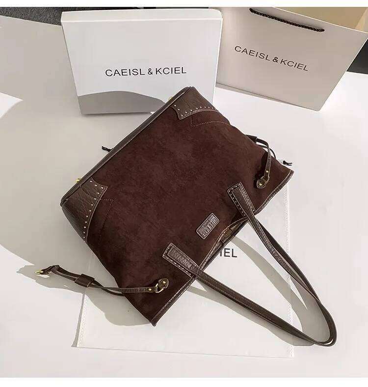 Autumn Large Capacity Tote High Quality Bucket Fashion Veet Women's Handbag Textured Leather Shoulder Underarm Bag
