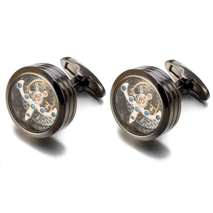 High quality Movement Tourbillon Cufflinks For Mens Wedding Groom Mechanical Watch Steampunk Gear Cufflinks Relojes Gemelos CJ191119