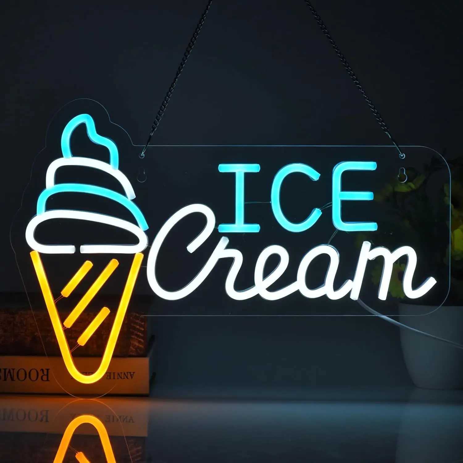 Ice Cream USB Powered LED Neon Sign Neon Light Wall Decor for Room Decoration Ice Cream Shop Drink Shop Bar Party Cafe Gift XJ250602